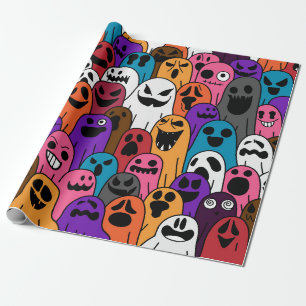 Papel De Regalo Patrón fantasma Escarcha espeluznante de Halloween