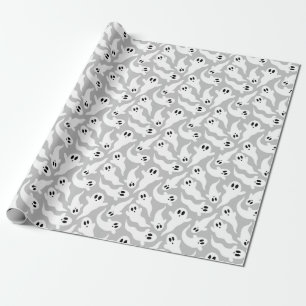 Papel De Regalo Patrón fantasma Gris Halloween