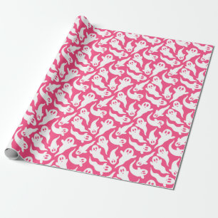 Papel De Regalo Patrón fantasma rosado de Halloween
