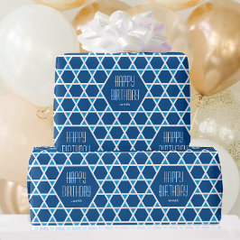 Papel De Regalo Patrón Feliz Cumpleaños Estrella Azul Personalizad