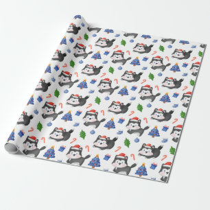 Papel De Regalo Patrón feliz de Navidades Husky
