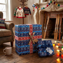 Papel De Regalo Patrón feo de esquí navideño festivo 