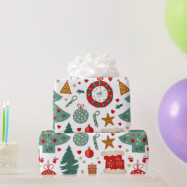 Papel De Regalo Patrón festivo alegre con iconos festivos