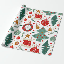 Papel De Regalo Patrón festivo alegre con iconos festivos