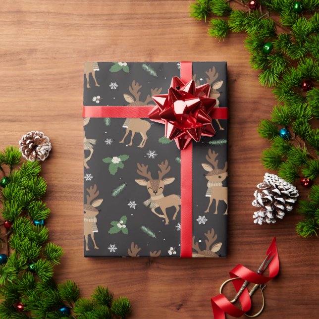 Papel De Regalo Patrón festivo de ciervo para Navidades envueltos (Regalo de vacaciones)