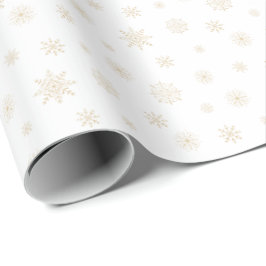 Papel De Regalo Patrón festivo de copos de nieve dorados