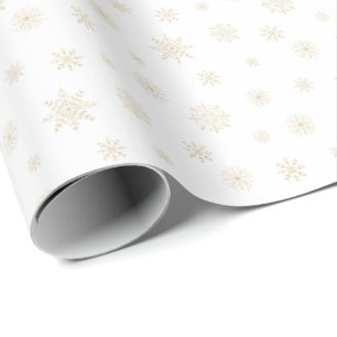 Papel De Regalo Patrón festivo de copos de nieve dorados