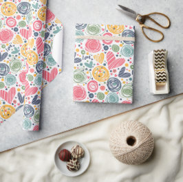 Papel De Regalo Patrón festivo de corazón rojo melocotón rubor ros