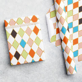 Papel De Regalo Patrón festivo de diamantes pastel retro