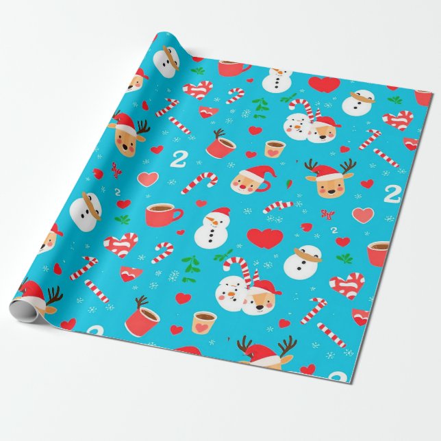 Papel De Regalo patrón festivo de Navidad (Desenrollado)