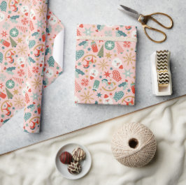 Papel De Regalo Patrón festivo de Navidades retro festivos