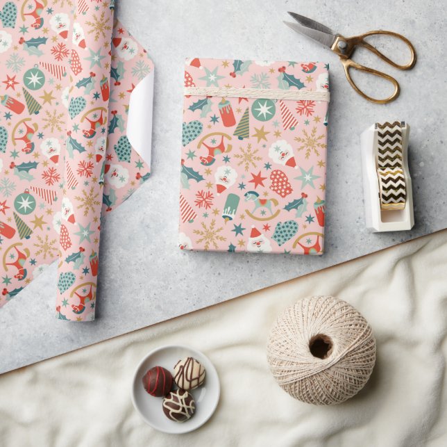 Papel De Regalo Patrón festivo de Navidades retro festivos (Artesanía)