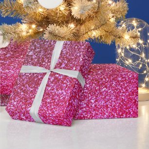 Papel De Regalo Patrón festivo de purpurina rosa caliente elegante