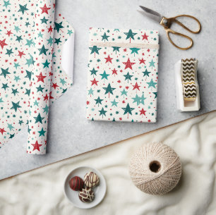Papel De Regalo Patrón festivo de vacaciones de estrellas rojas az