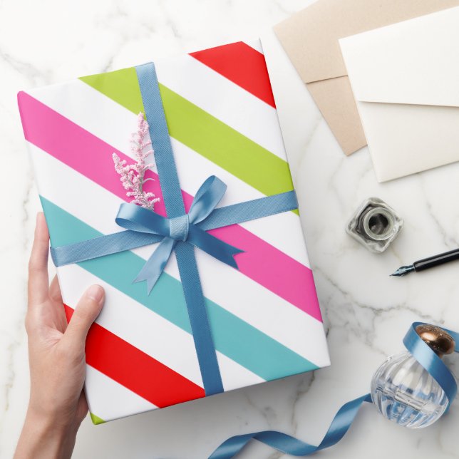 Papel De Regalo Patrón festivo - franjas de vacaciones retro (Regalar)