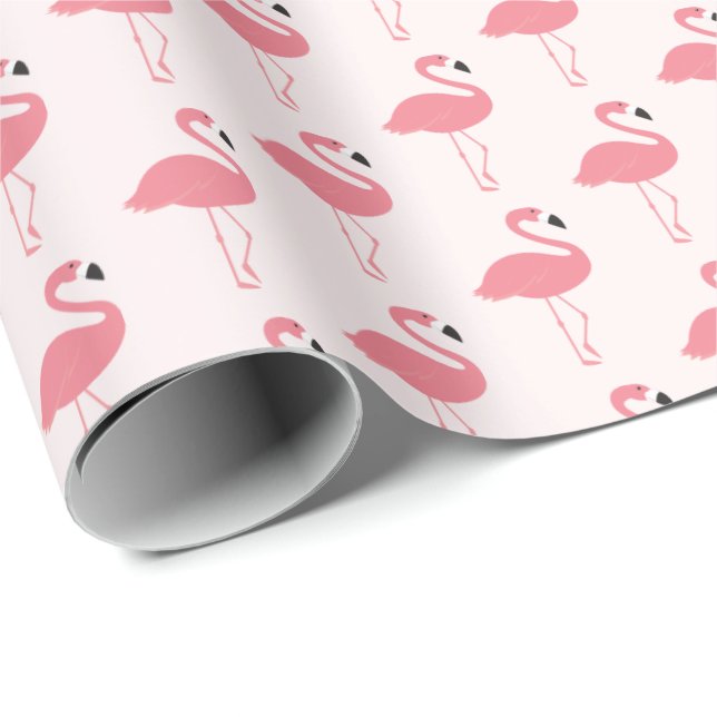 Papel De Regalo Patrón Flamingo Rosa (Esquina del rollo)