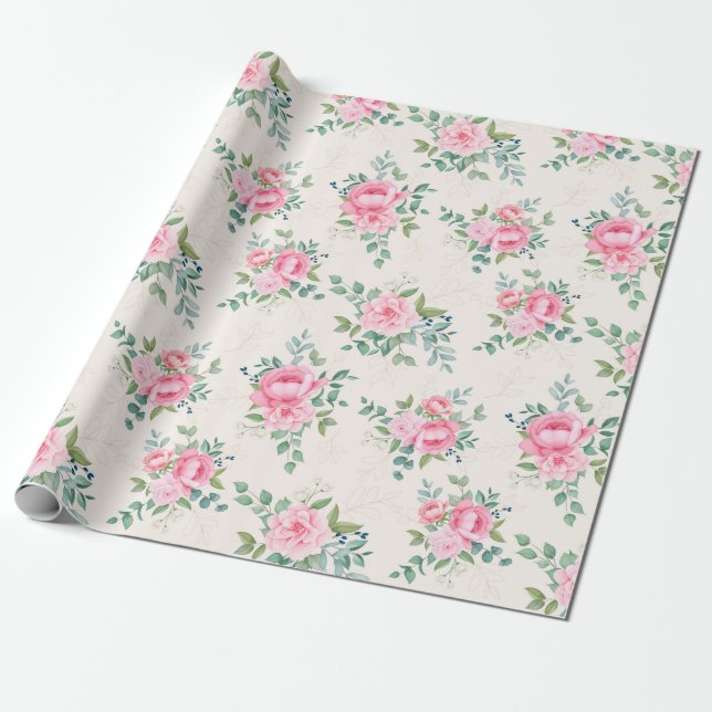 Papel De Regalo Patrón floral (Desenrollado)