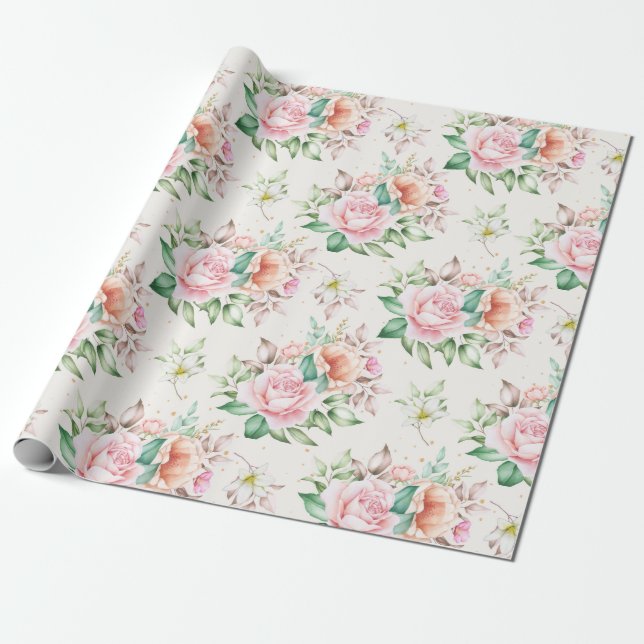 Papel De Regalo Patrón floral (Desenrollado)