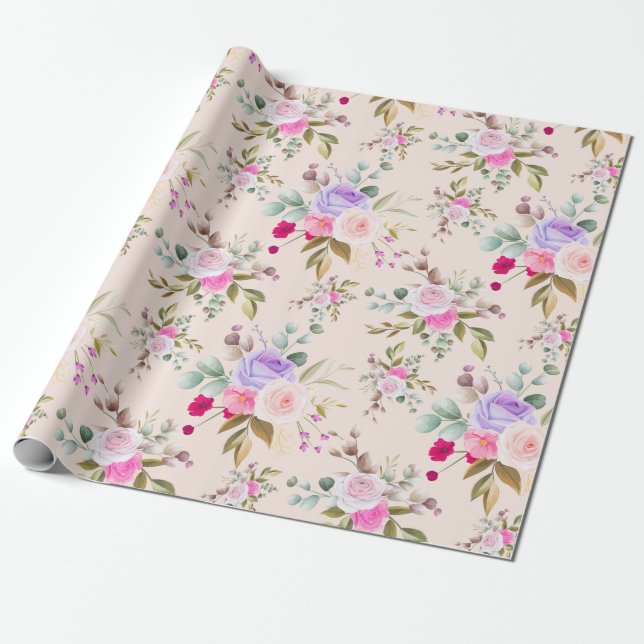 Papel De Regalo Patrón floral (Desenrollado)