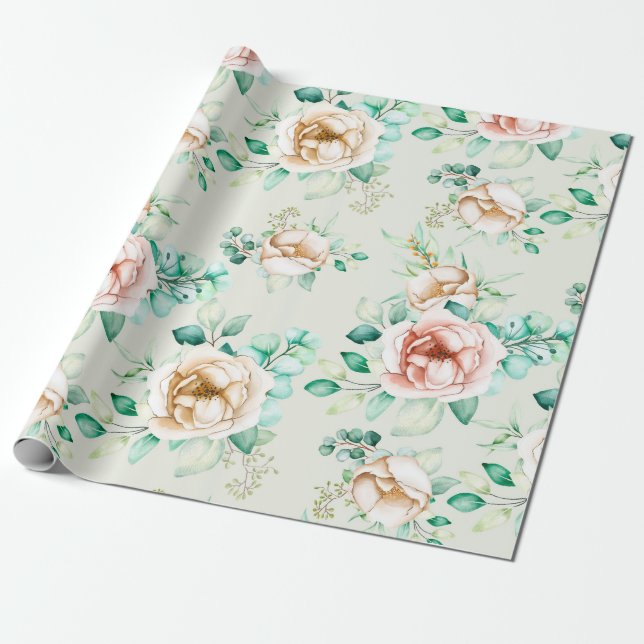 Papel De Regalo Patrón floral (Desenrollado)