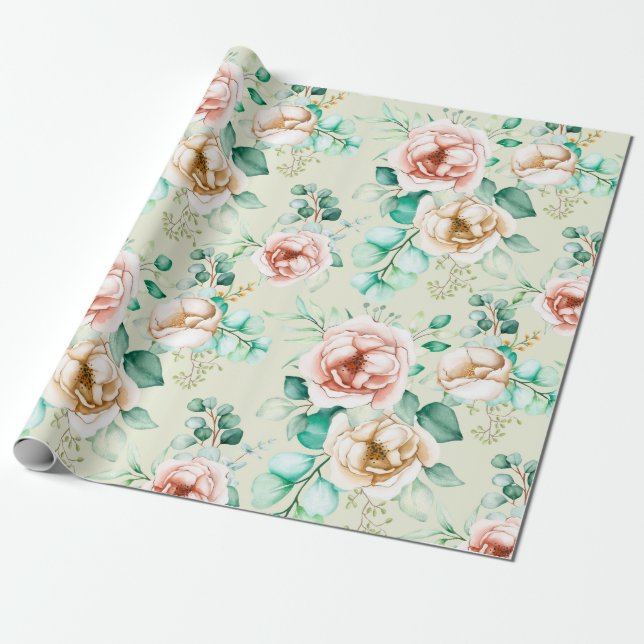 Papel De Regalo Patrón floral (Desenrollado)