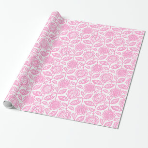 Papel De Regalo Patrón floral 280313 - Rosa en blanco