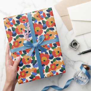 Papel De Regalo Patrón floral abstracto de negrita