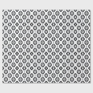Papel De Regalo Patrón floral abstracto en blanco y negro