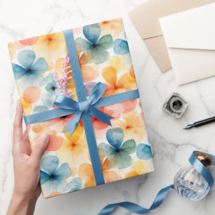 Papel De Regalo Patrón floral acuarela Regalo Flores vibrantes