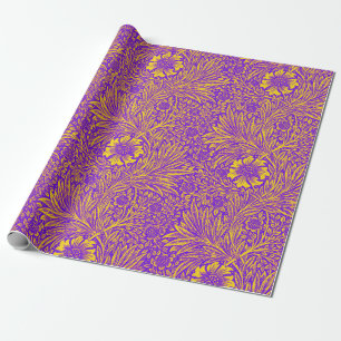 Papel De Regalo Patrón floral amarillo púrpura de bonito ventilado