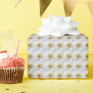 Papel De Regalo Patrón floral anémico japonés blanco