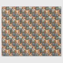 Patrón Floral Antiguo de Corgi Diseño Botánico Ado