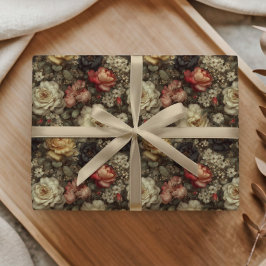 Papel De Regalo Patrón Floral Antiguo Rosa Peonía Rosa Crema Oscur