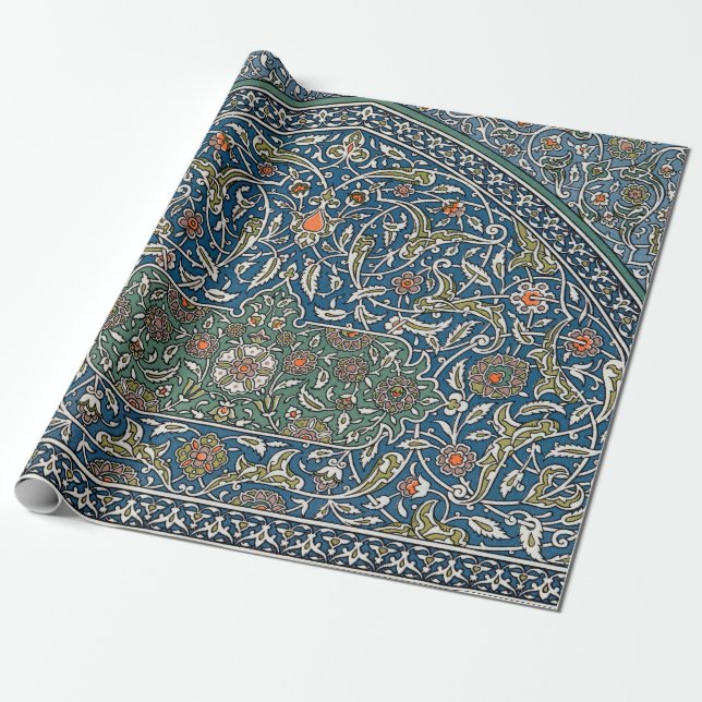 Papel De Regalo Patrón floral arabesco vintage (Desenrollado)
