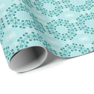 Papel De Regalo Patrón floral, azul Verde azulado