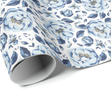 Patrón floral azul vintage francés