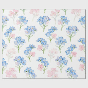 Papel De Regalo Patrón floral azul y rosa