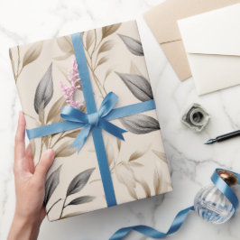 Papel De Regalo Patrón floral beige de hoja de olivo botánico