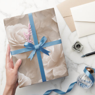 Papel De Regalo Patrón floral beige rosa crema romántico