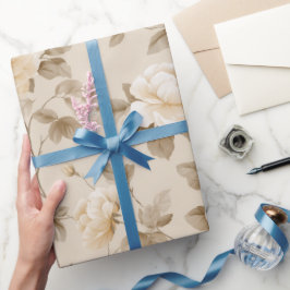 Papel De Regalo Patrón floral beige rosa crema romántico