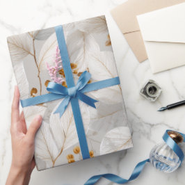 Papel De Regalo Patrón floral blanco de hoja forestal botánica