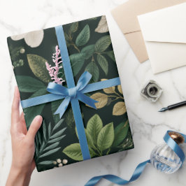 Papel De Regalo Patrón floral blanco de hoja forestal botánica