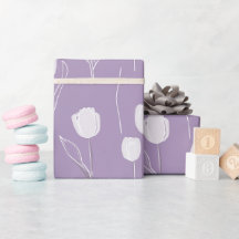Patrón floral blanco de tulipán lavanda moderno