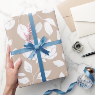 Papel De Regalo Patrón floral blanco rosa neutral chic