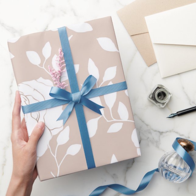 Papel De Regalo Patrón floral blanco rosa neutro chic (Regalar)