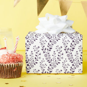 Papel De Regalo Patrón floral boho moderno ciruela blanco