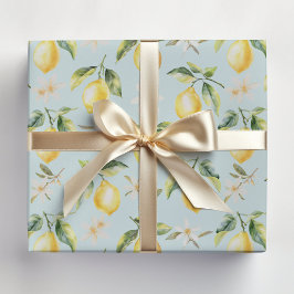 Papel De Regalo Patrón floral botánico de fruta de limón cítrico