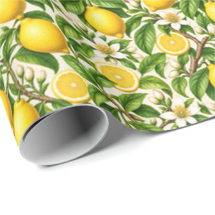 Papel De Regalo Patrón floral botánico de limón vintage