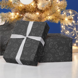 Papel De Regalo Patrón floral botánico gris oscuro