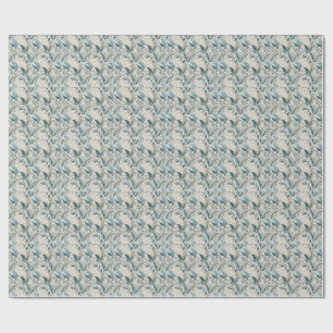Papel De Regalo Patrón floral botánico minimalista de hoja en verd